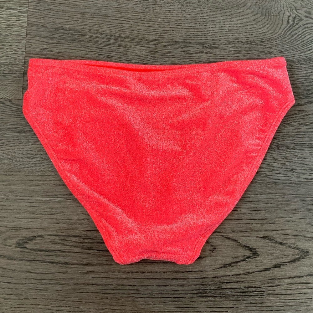 Good American Sparkle Low Rise Swim Briefs - Size 1 (US 2-4) - Fiery Coral - NWT - Picture 3 of 6